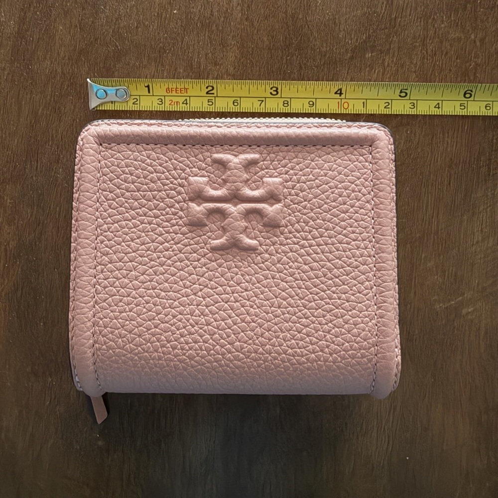 Tory Burch Pink Pebbled Leather Zip Wallet